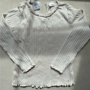 Zara Girls 4-5 Cream Ribbed Top